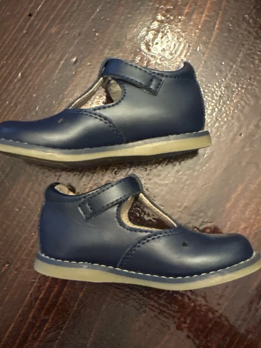 FootMates Navy T-Strap Mary Jane Baby Walker Shoes